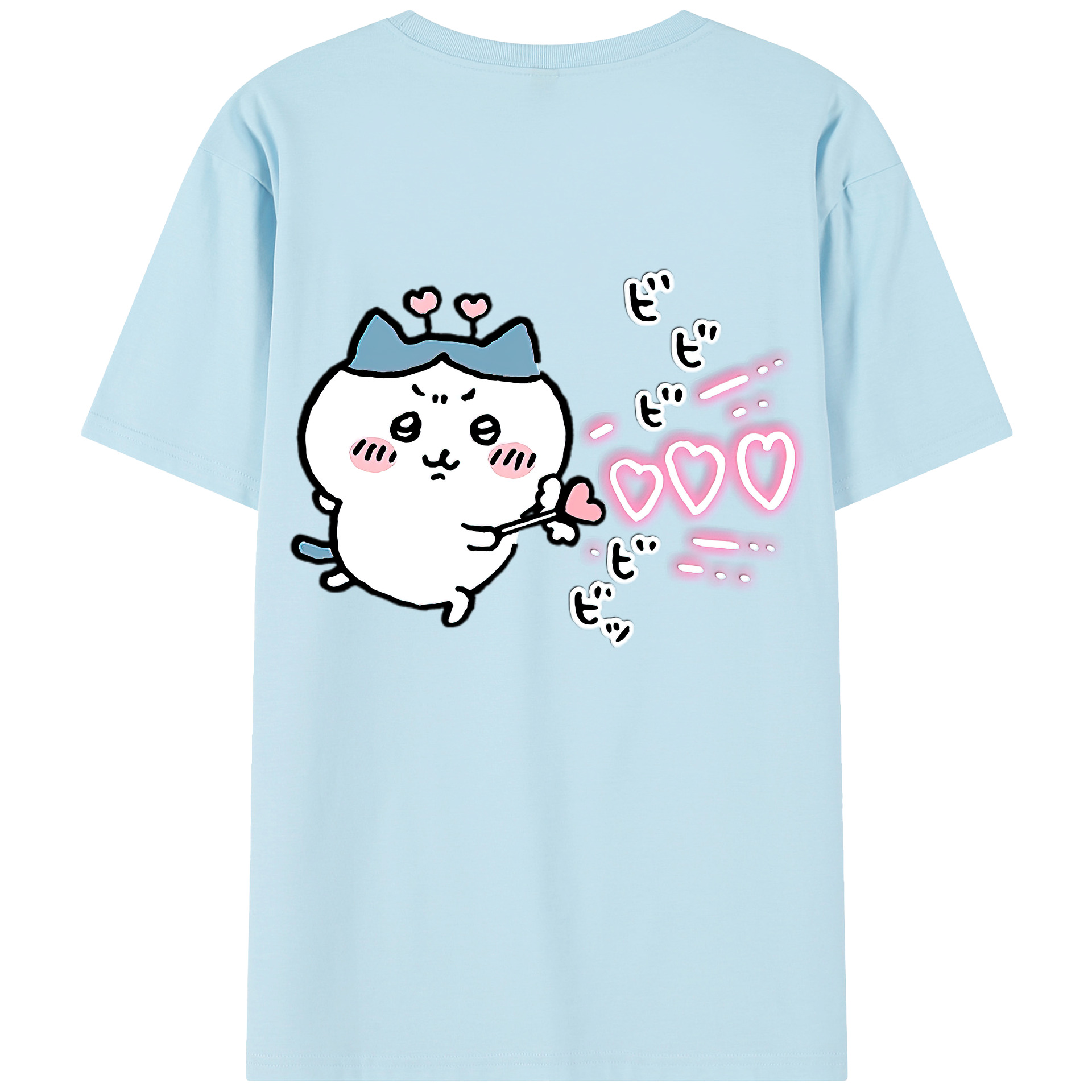 （画像用） ちいかわ ハチワレ Chii-kawa hachiware 綿100％半袖Tシャツ（背面プリント）
